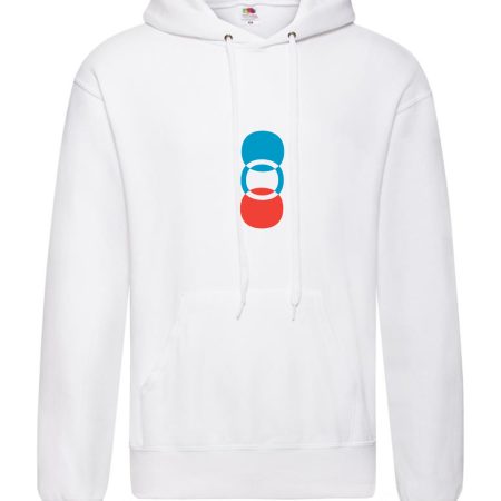 Bel moški pulover s kapuco