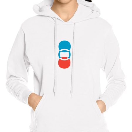 Bel ženski pulover s kapuco