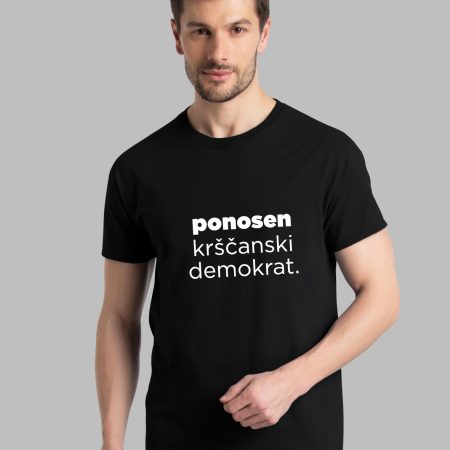 Črna moška majica ponosen krščanski demokrat