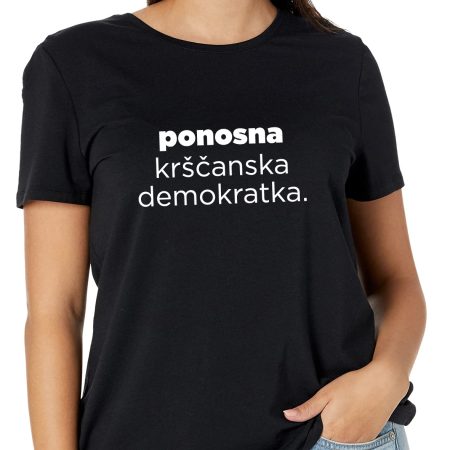 Črna ženska majica ponosna krščanska demokratka