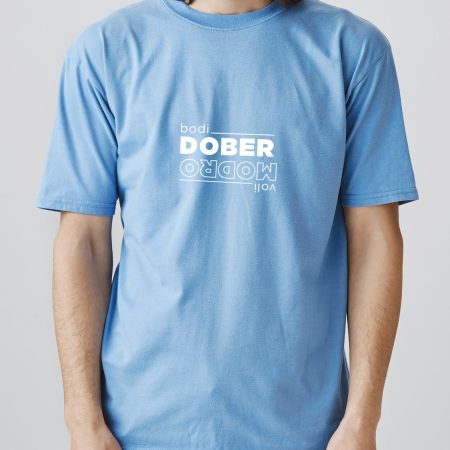 Modra majica Bodi dober. Voli modro.