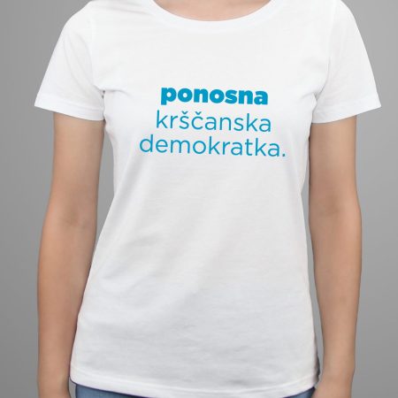 Bela ženska majica ponosna krščanska demokratka